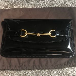 Gucci black patent leather clutch